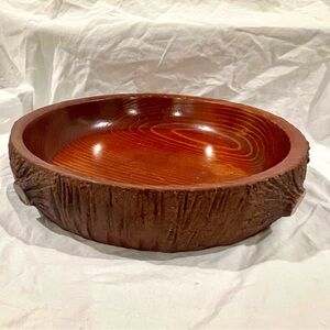 Vintage Mid-Century hand carved California Redwood Souvenir rustic bowl